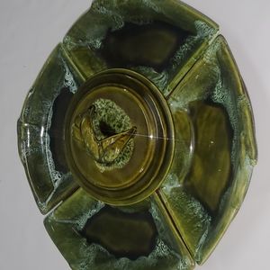 Mid Century modern green wade of california chips and dip appetizer set